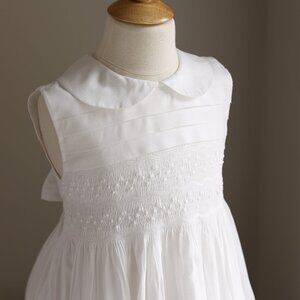 Strasburg White Smocked Heirloom Sleeveless Dress Flower Girl RARE FIND NWOT